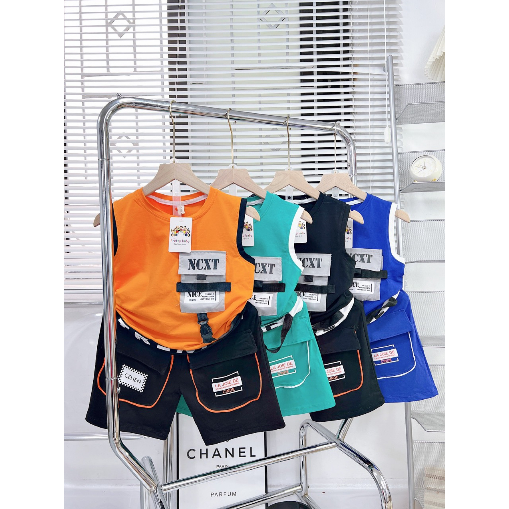 Bộ bé trai ba lỗ túi hộp,chất cotton cao cấp _T01
