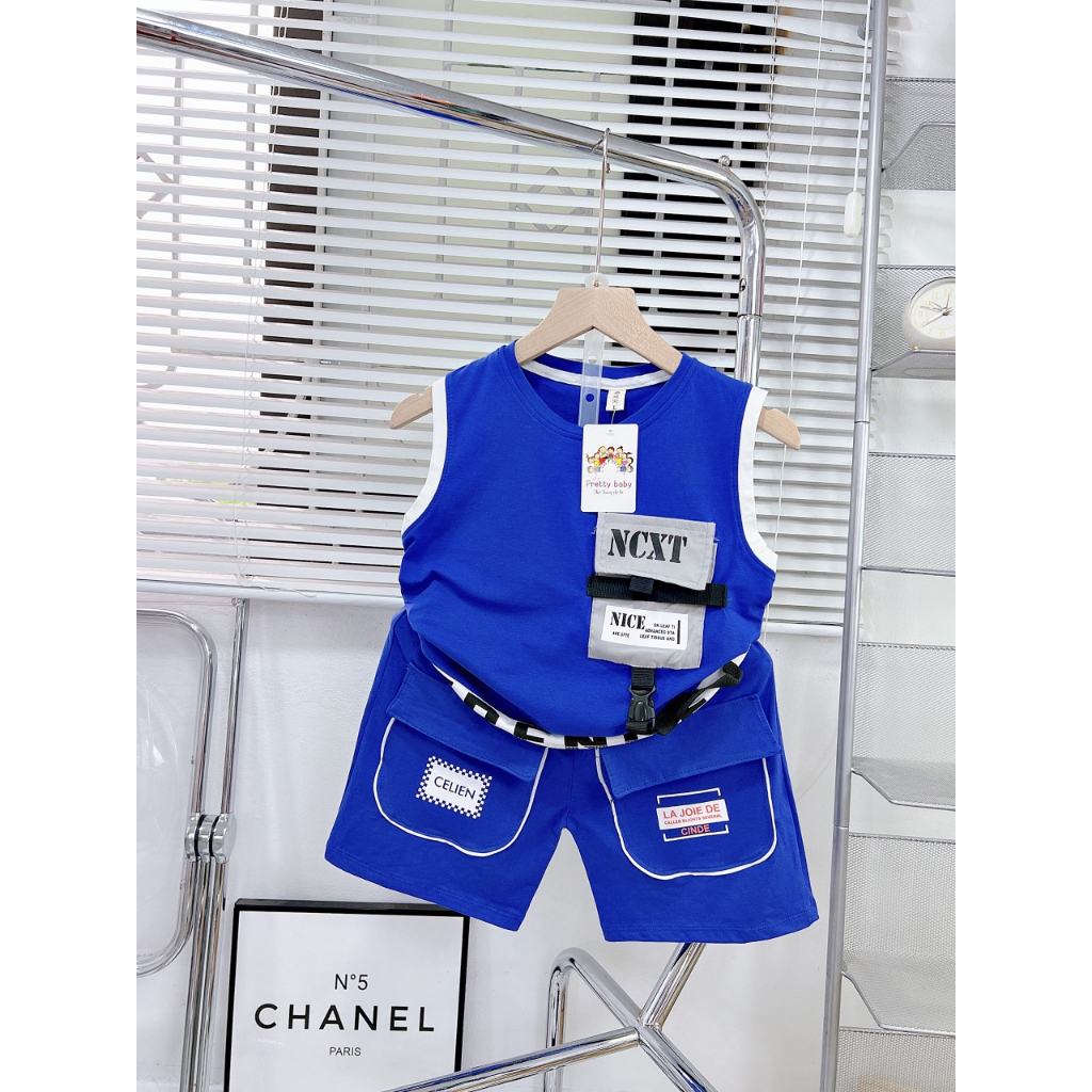 Bộ bé trai ba lỗ túi hộp,chất cotton cao cấp _T01