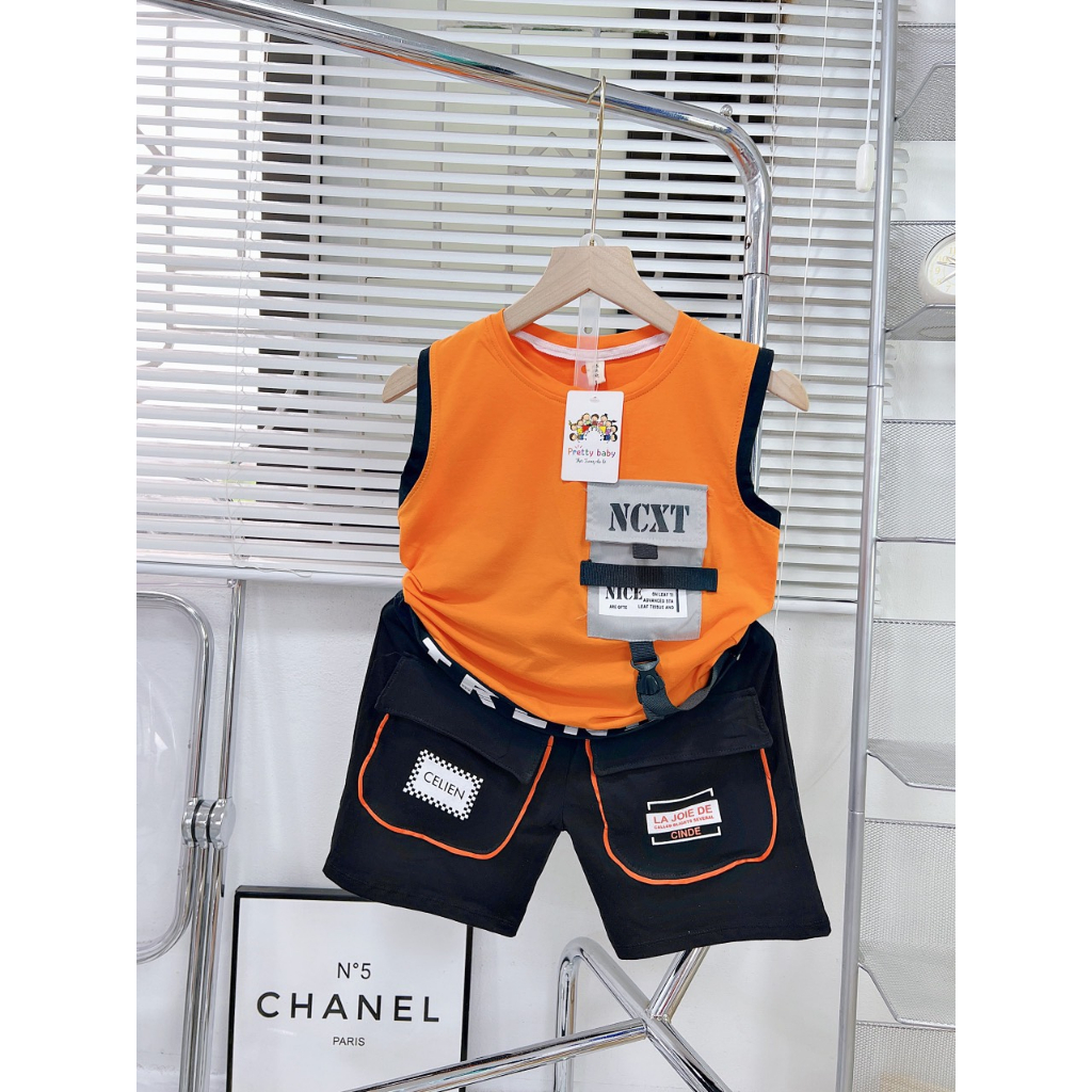 Bộ bé trai ba lỗ túi hộp,chất cotton cao cấp _T01