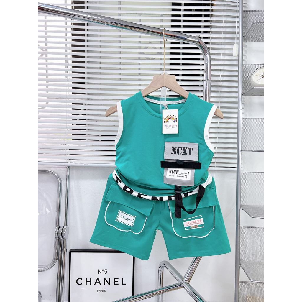 Bộ bé trai ba lỗ túi hộp,chất cotton cao cấp _T01