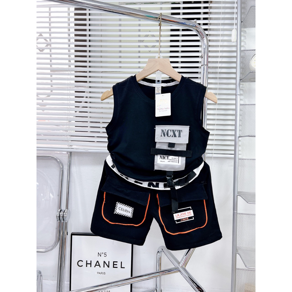 Bộ bé trai ba lỗ túi hộp,chất cotton cao cấp _T01