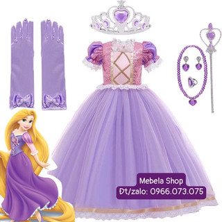 🎀 Váy công chúa Tóc mây Rapunzel cho bé có kèm clip và ảnh thật🎀