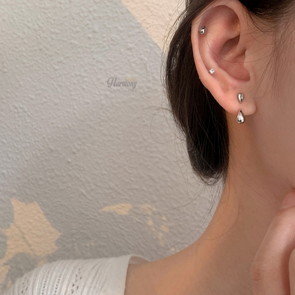 Khuyên tai bạc bông nữ hình giọt lệ khác lạ, xinh xắn, sang chảnh | HARMONY ACCESSORIES K166