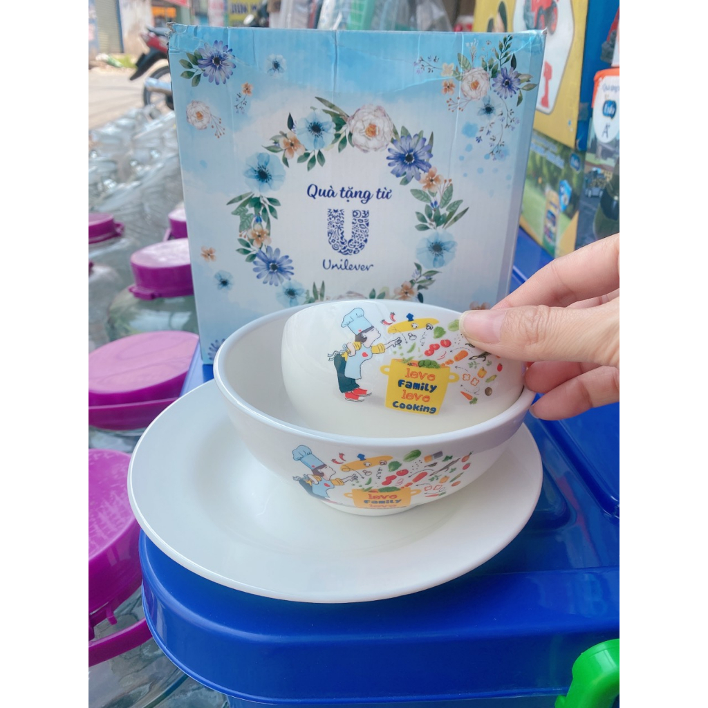 Bộ Tô dĩa chén 3 Món Cao Cấp Unilever