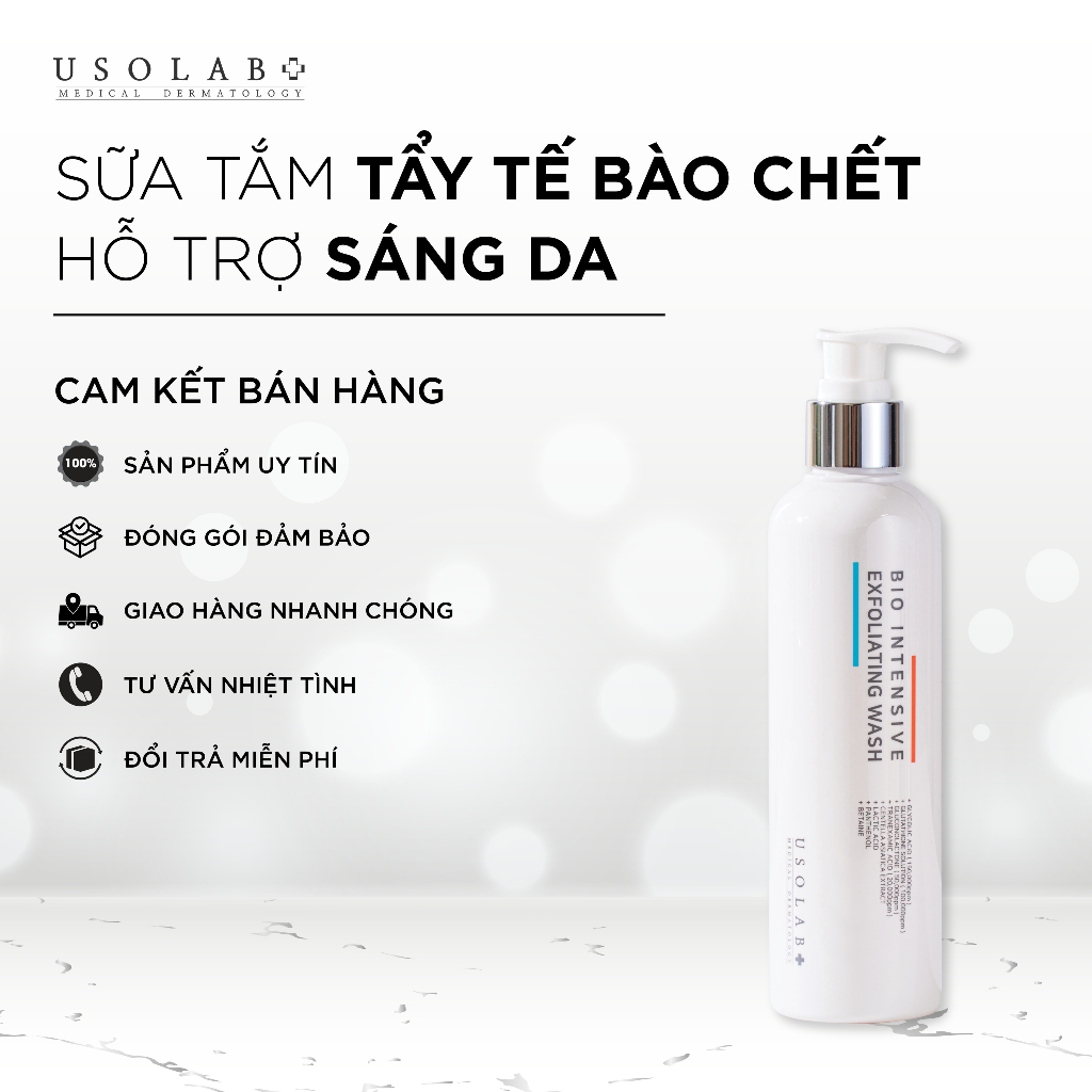 Sữa Tắm trắng tại nhà Bio Intensive Exfoliating Wash Usolab 250ml