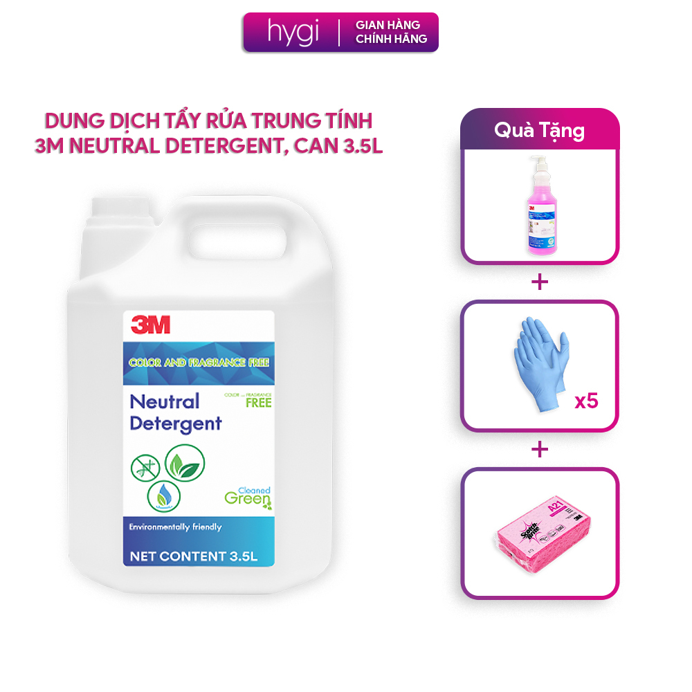 Dung dịch tẩy rửa trung tính đa dụng 3M Neutral Detergent không mùi, can 3,5 lít