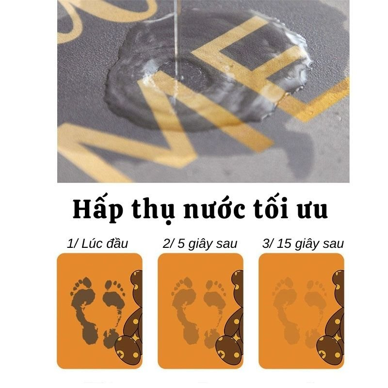 Thảm Lau Chân Qin Chùi Chân Siêu Thấm Hút Chồng Trượt