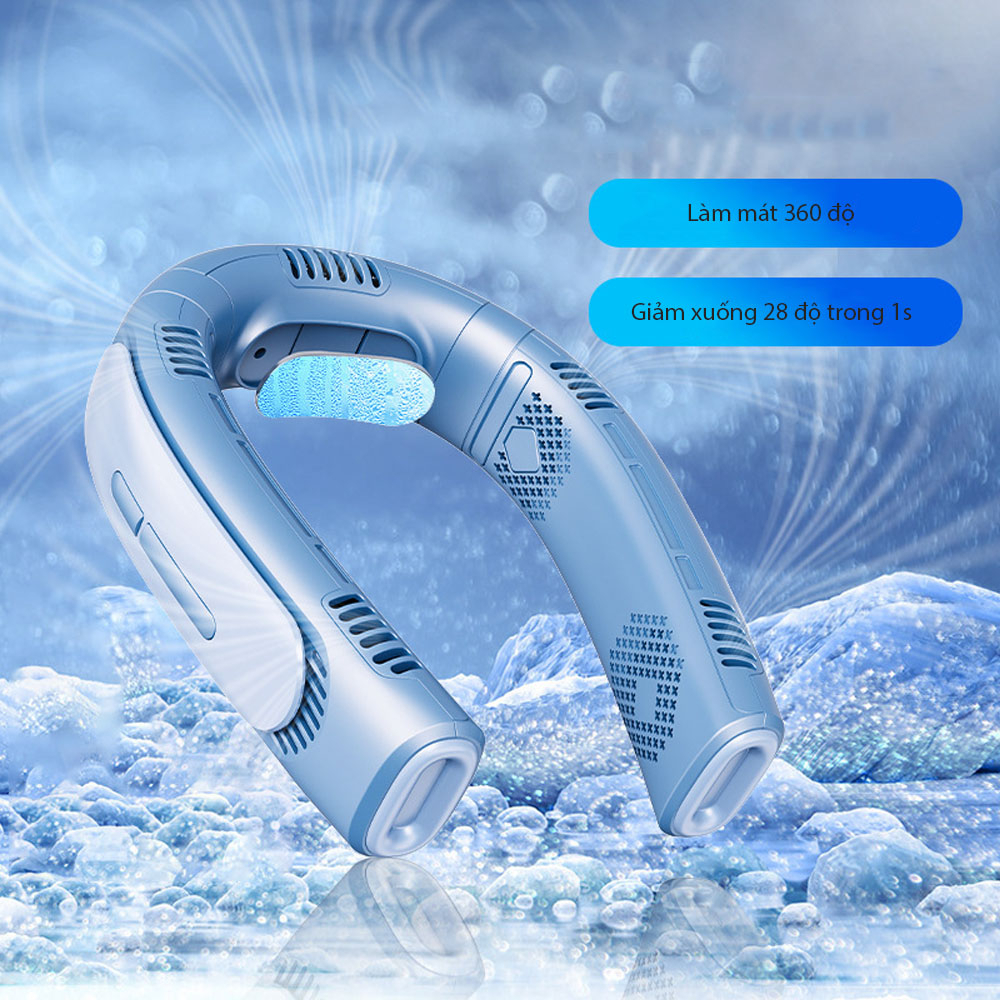 Quạt đeo cổ LALAHOME có chip bán dẫn 4000mAh 5 lõi làm mát nhanh không tiếng ồn, quạt tích rảnh tay 360 độ | BigBuy360 - bigbuy360.vn