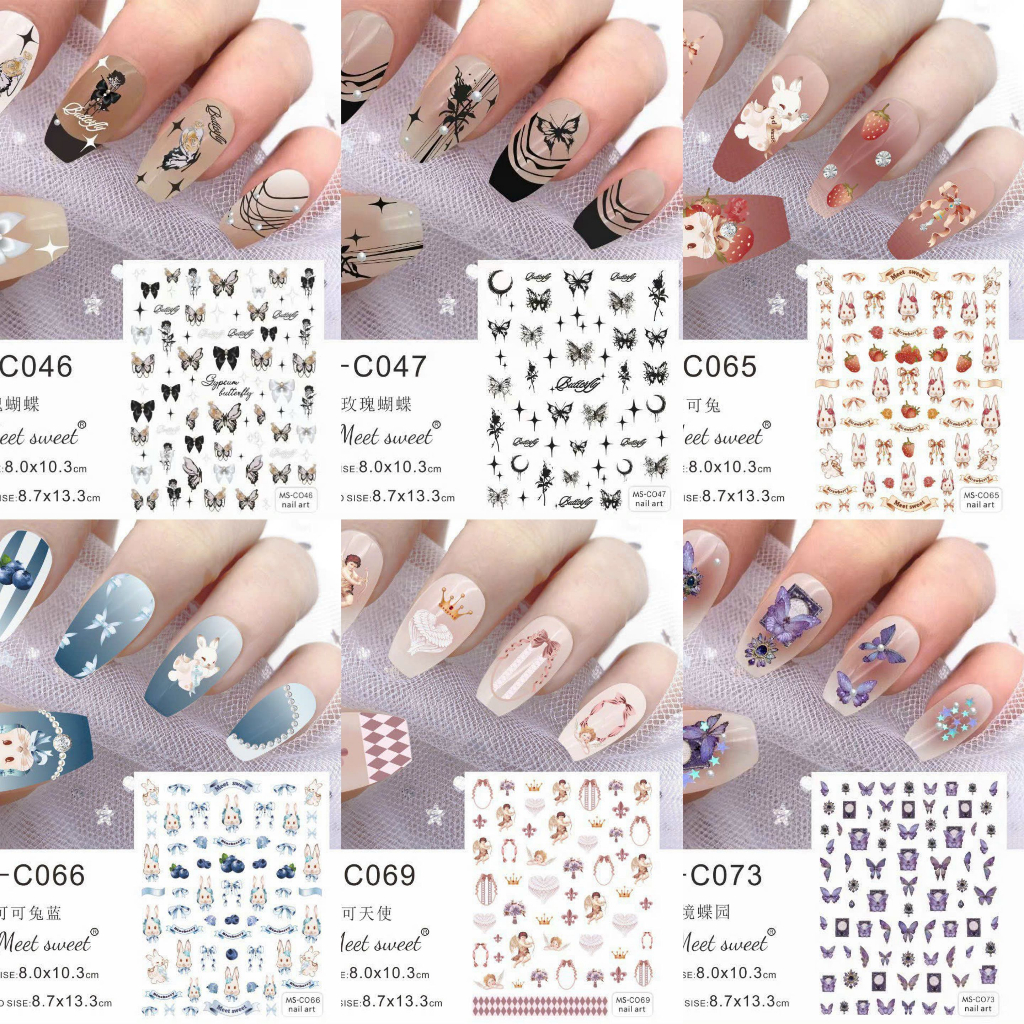ticker mẫu hoạt hình 3d miếng dán móng tay nail