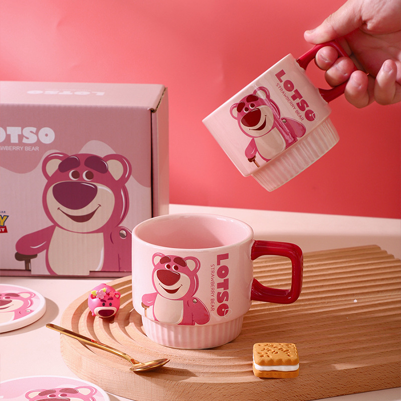 Set cốc gấu dâu Lotso chính hãng Disney kèm hộp quà tặng các mẫu