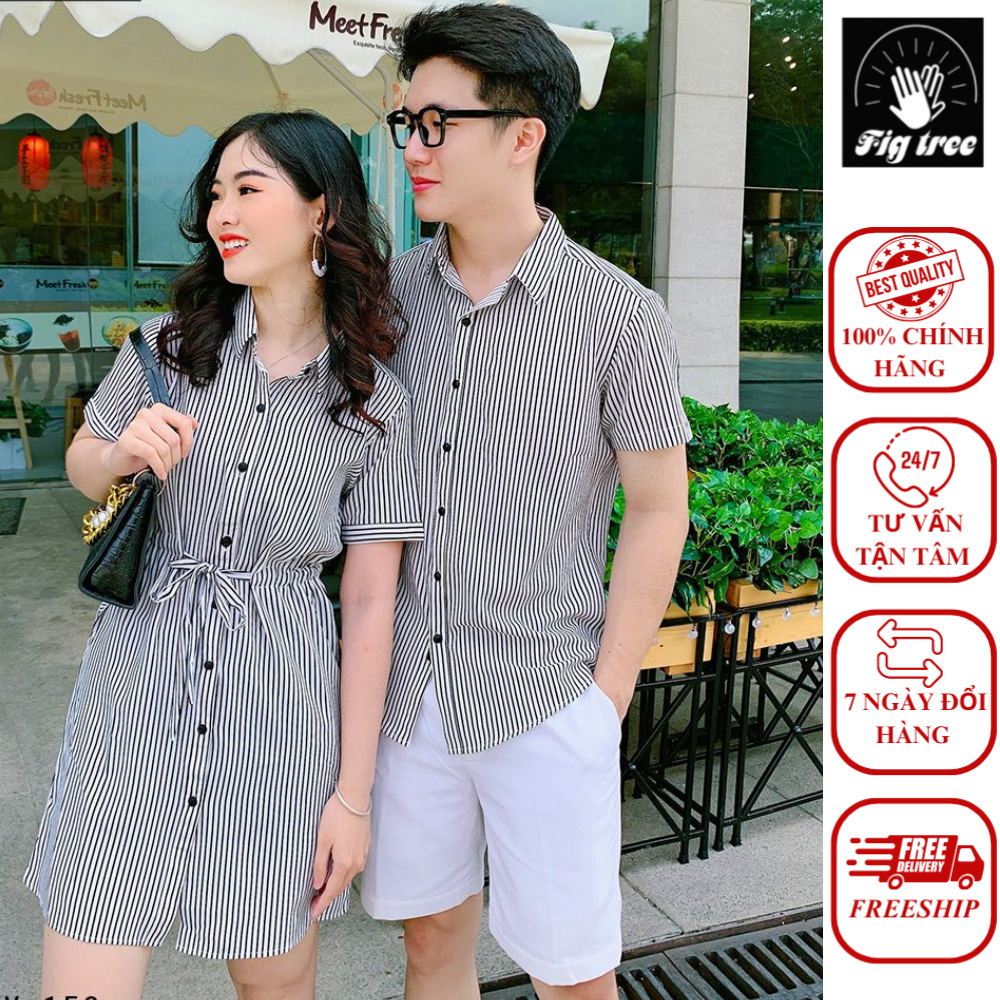 Set sơ mi váy đôi sọc đứng trắng đen đơn giản , thanh lịch ( MS : 159)