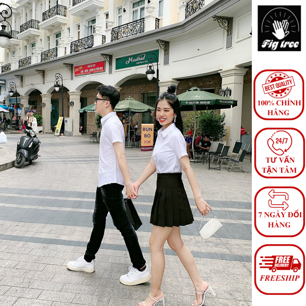Set Sơ Mi Ngắn Tay Fig Tree Trắng Tinh Khôi
