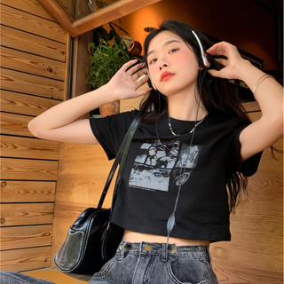 [SẴN] Áo thun croptop tay ngắn dáng ôm phong cách cá tính cổ điển thời trang mùa hè mới