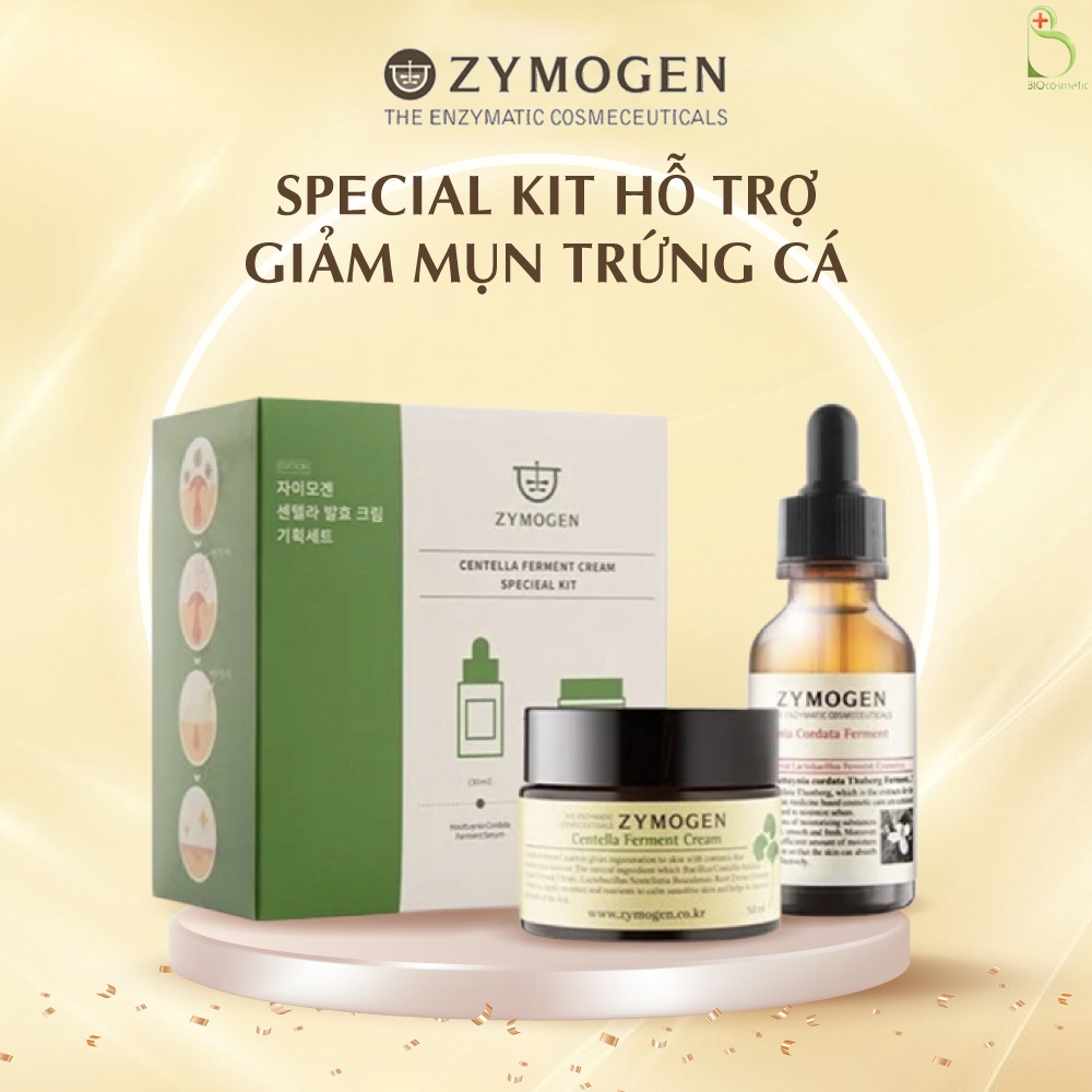 Set kem dưỡng da rau má lên men Zymogen + Serum diếp cá lên men ngăn ngừa mụn, mờ thâm, lành sẹo, tái tạo da