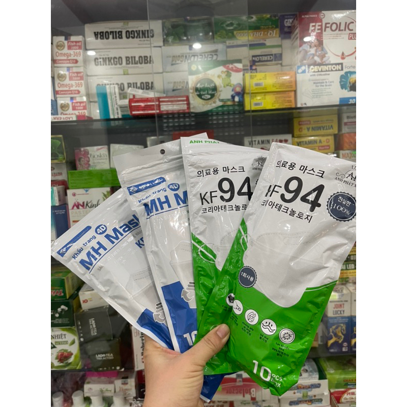 Khẩu trang kf94 siêu mịn dày đẹp 4 lớp kháng khuan túi 10 cái