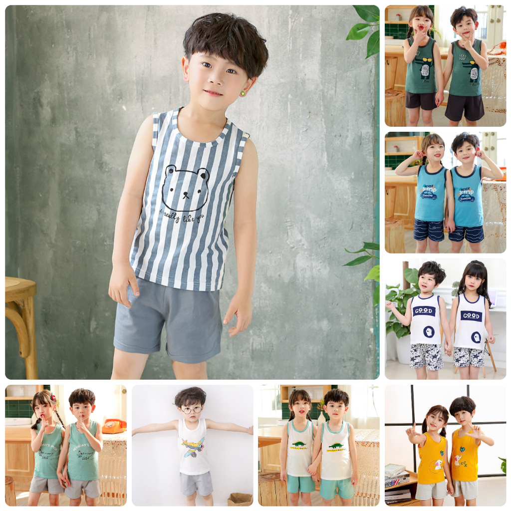 BT18 Size90-140 (9-28kg) Set bộ bé trai Bộ thun hè 3 lỗ bé trai 100% coton Hàng quảng châu thời trang trẻ em