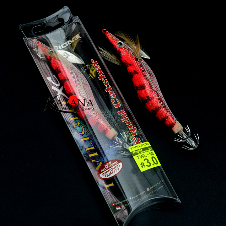 Mồi câu mực Pioneer Twilight hình tôm phát sáng chuyên câu jig, câu mực