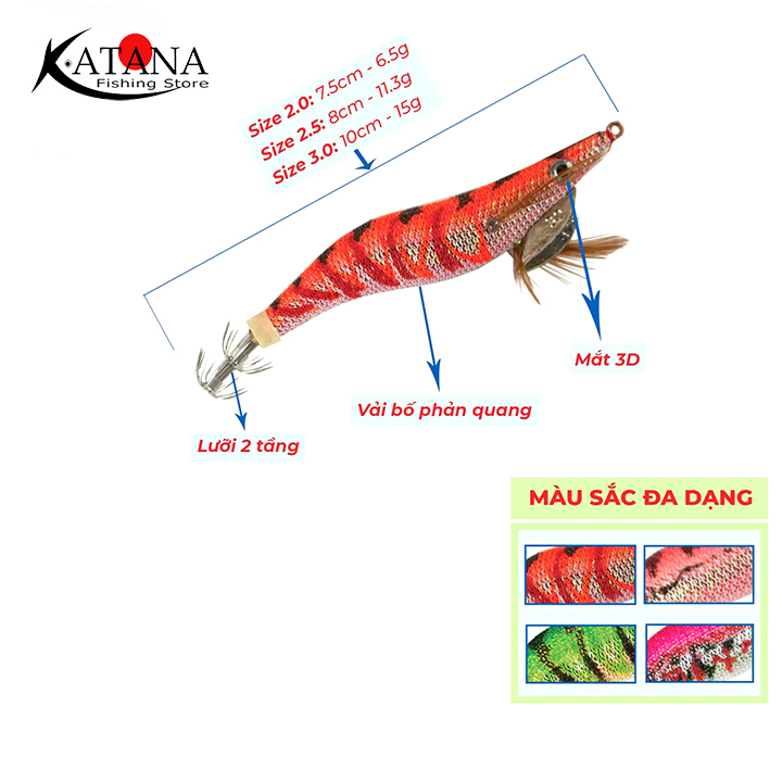 Mồi câu mực Pioneer Twilight hình tôm phát sáng chuyên câu jig, câu mực