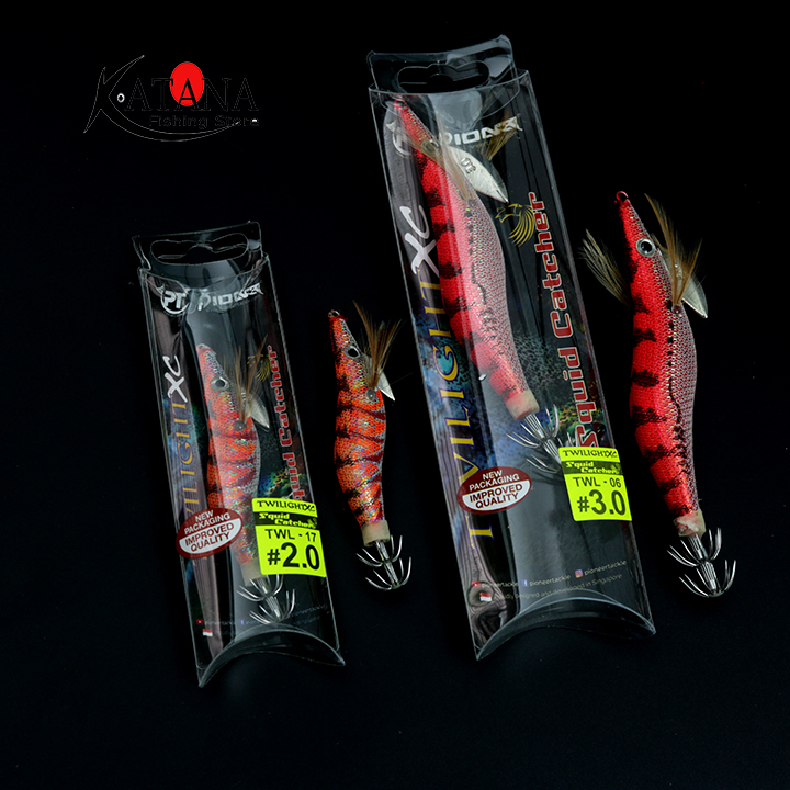 Mồi câu mực Pioneer Twilight hình tôm phát sáng chuyên câu jig, câu mực