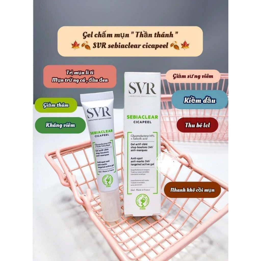 Gel chấm mụn SVR SEBIACLEAR Cicapeel 15ml làm giảm sưng mụn