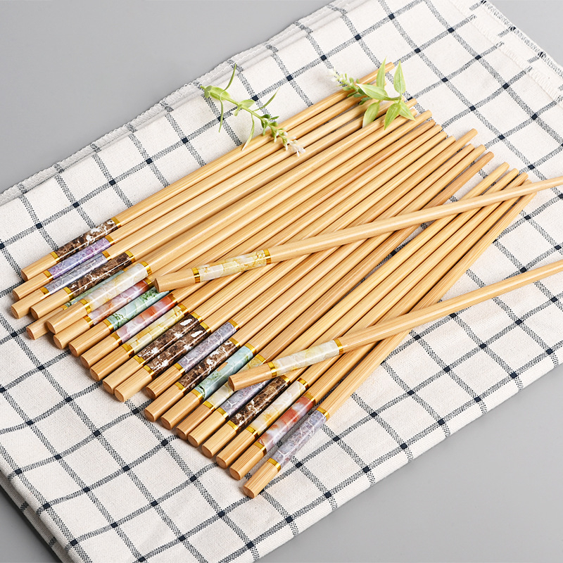 Set 10 đôi ĐŨA TRE VÂN HOA CAO CẤP BAMBO trơn bóng