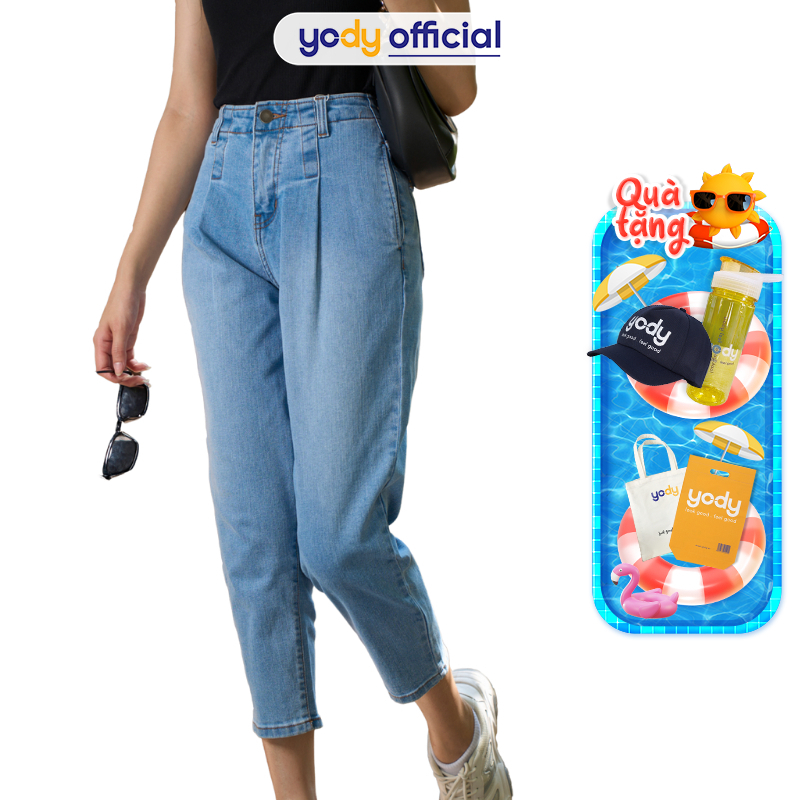 Quần jean nữ YODY dáng baggy cạp cao nhiều màu co giãn mềm mại QJN3076