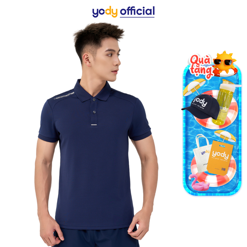Áo Polo YODY Thể Thao Nam In Vai Phản Quang năng động co dãn thoáng mát SAM6107