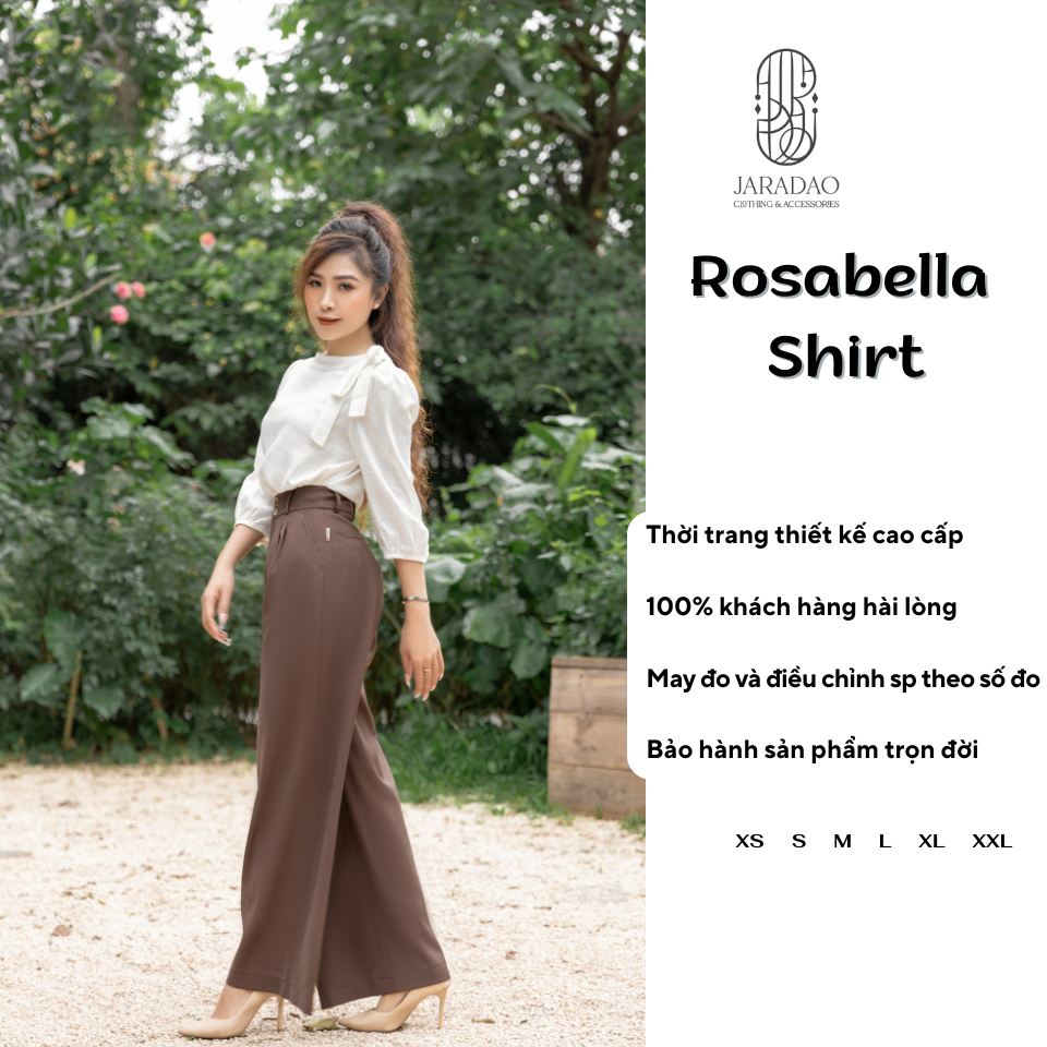 Áo sơ mi thời trang công sở thiết kế kiểu cách hiện đại Retro Âu Mỹ JARADAO Rosabella Shirt vải linen xước