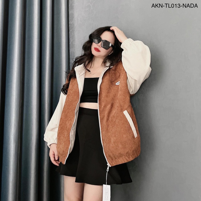 Áo khoác Bomber nhung phối kem - Form rộng unisex nam nữ - Áo khoác nhung phối kem