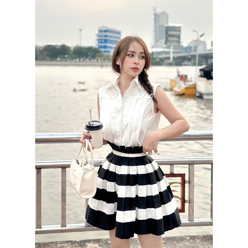 SÉT ÁO SÁT NÁCH + CHÂN VÁY SỌC - QA04316