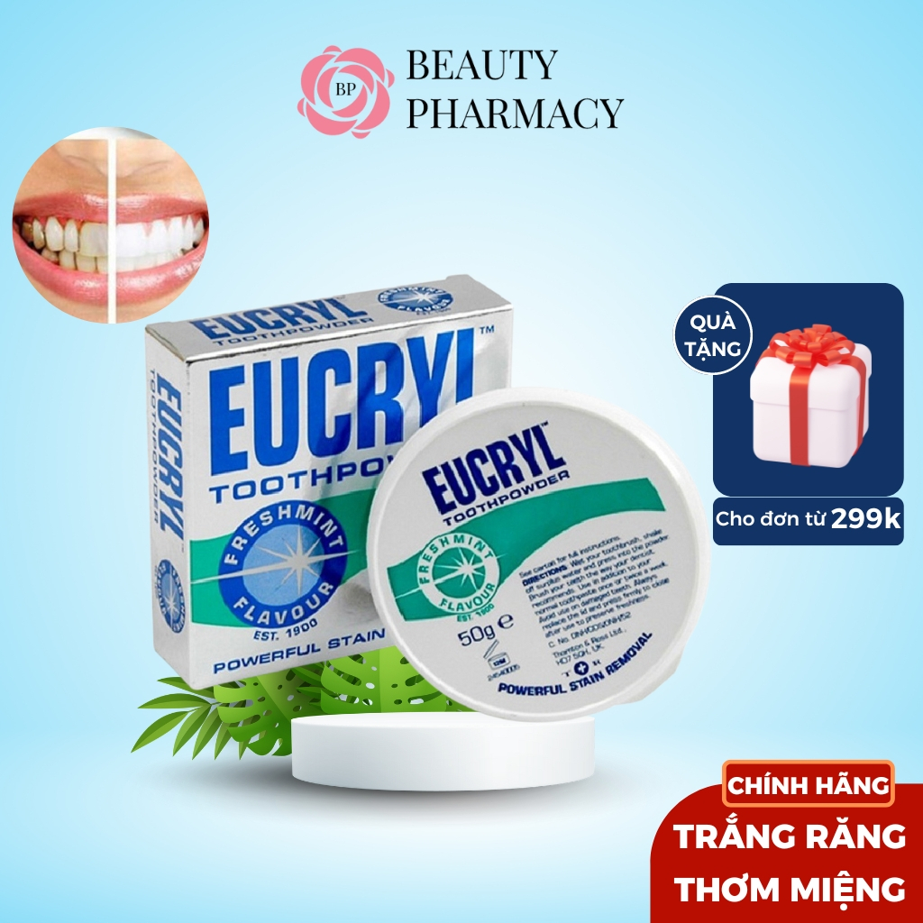 Bột Làm Trắng Răng Hương Bạc Hà EUCRYL Tooth Powder Freshmint 50g - Chính hãng