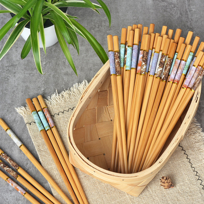 SET 10 ĐÔI ĐŨA TRE VÂN HOA CAO CẤP BAMBO trơn bóng sang trọng