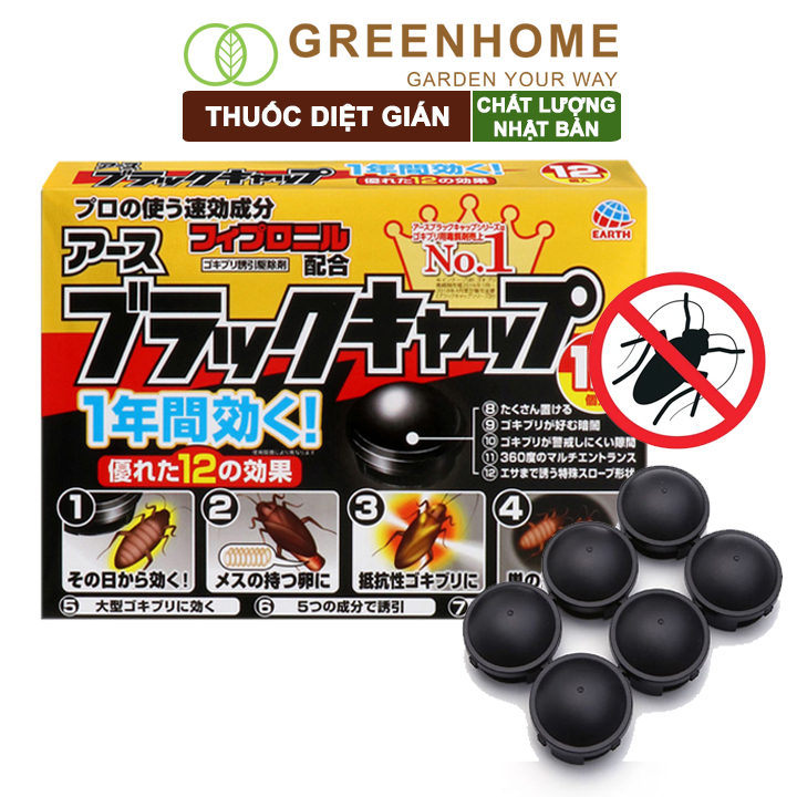 Thuốc diệt gián Greenhome barracks cap, hộp 12 viên, diệt tận gốc, dễ sử dụng, tác dụng lâu dài, an toàn
