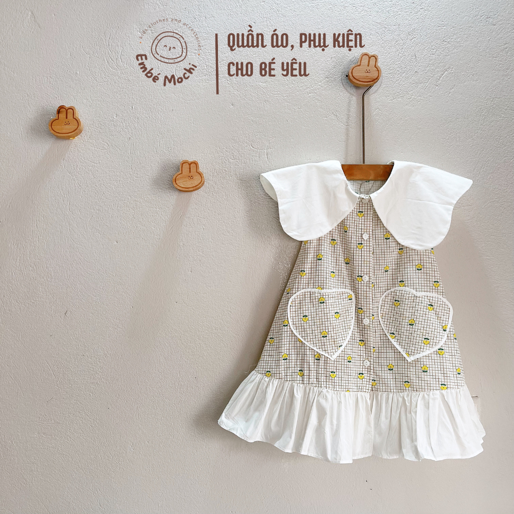Váy đầm sát nách cổ sen dễ thương cho bé gái từ 8-23kg