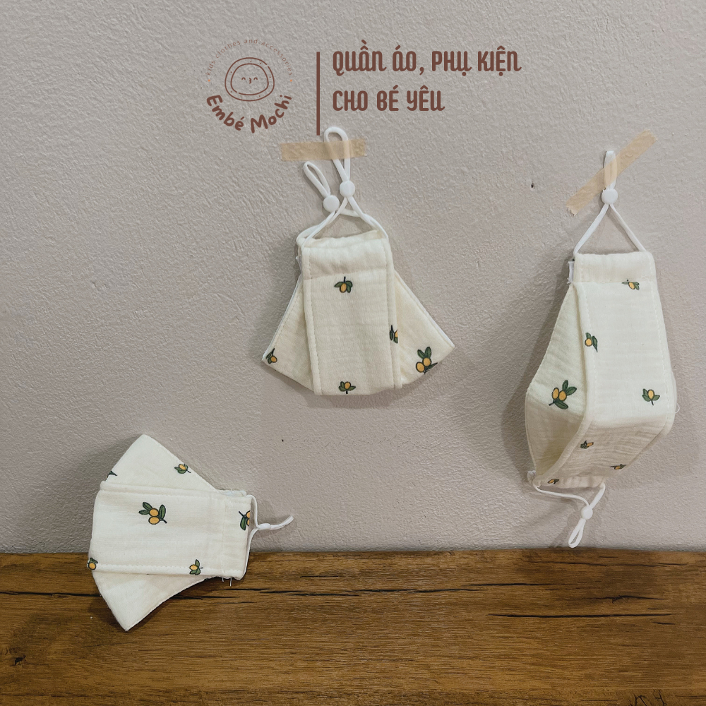 Khẩu trang vải xô muslin organic 3 lớp kháng khuẩn cho bé