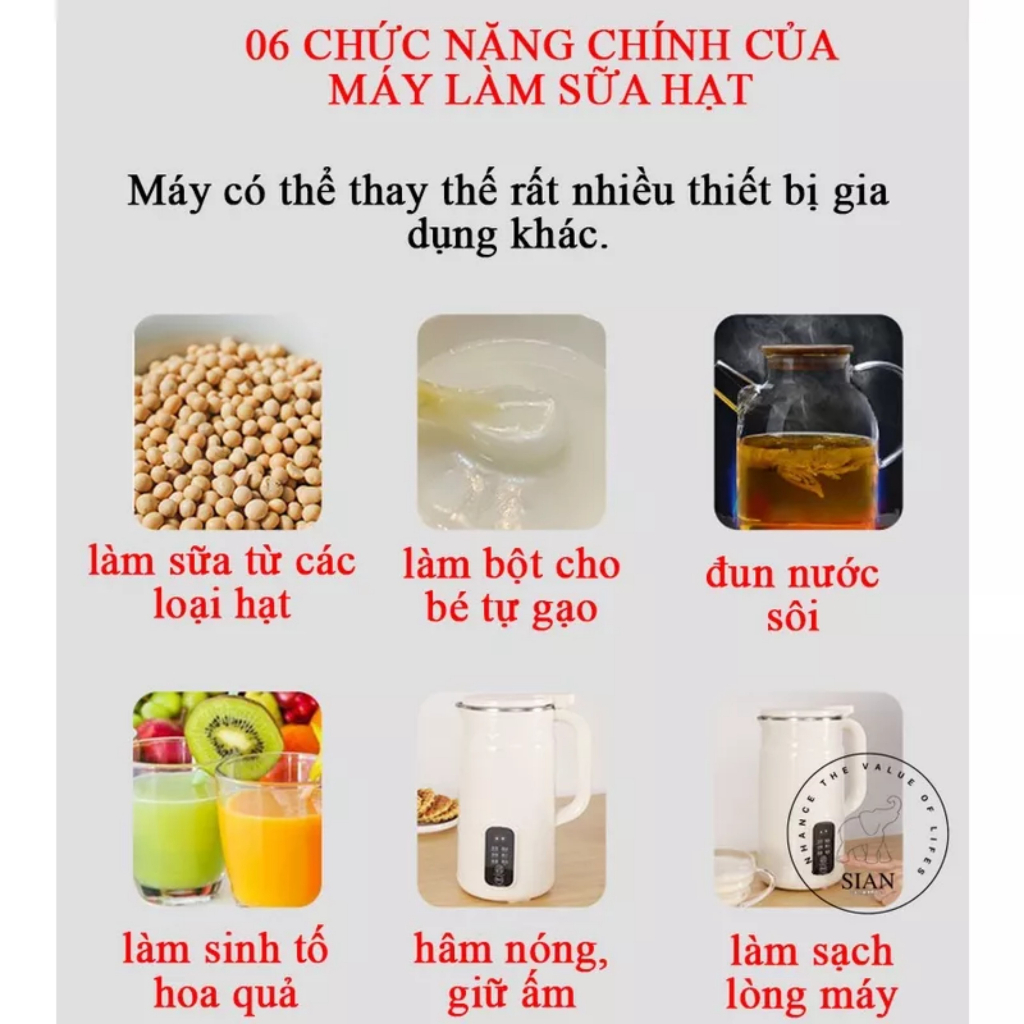 Máy làm sữa hạt mini XUTAOTAO 800ml màu ngẫu nhiên cho 1-3 người, máy nấu sữa hạt nấu cháo bột, máy xay sinh tố, làm ấm.
