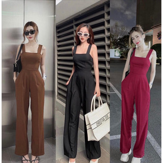 Jumpsuit tây dài ống rộng 2 dây khoét lưng đơn giản, quyến rũ dành cho tình yêu diện đi chơi siêu xinh T779 - yado