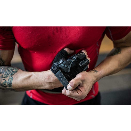 Găng tay tập gym Harbinger Pro Gloves, Black/Grey - Gymstore giúp bảo vệ tay, tăng sức nắm
