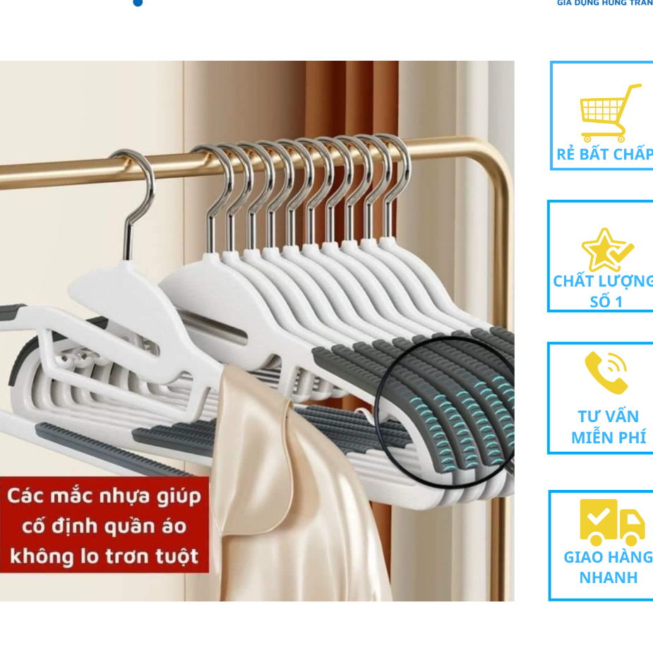 Combo 10 Móc áo G chống trôi tuột