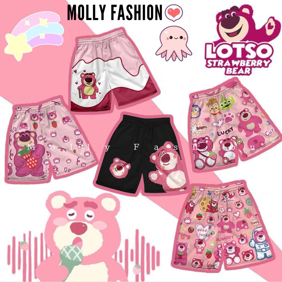 Quần GẤU DÂU Lotso short lửng Cartoon ❤️ Quần đùi thun hoạt hình nam nữ Unisex mặc nhóm đi biển Molly Fashion