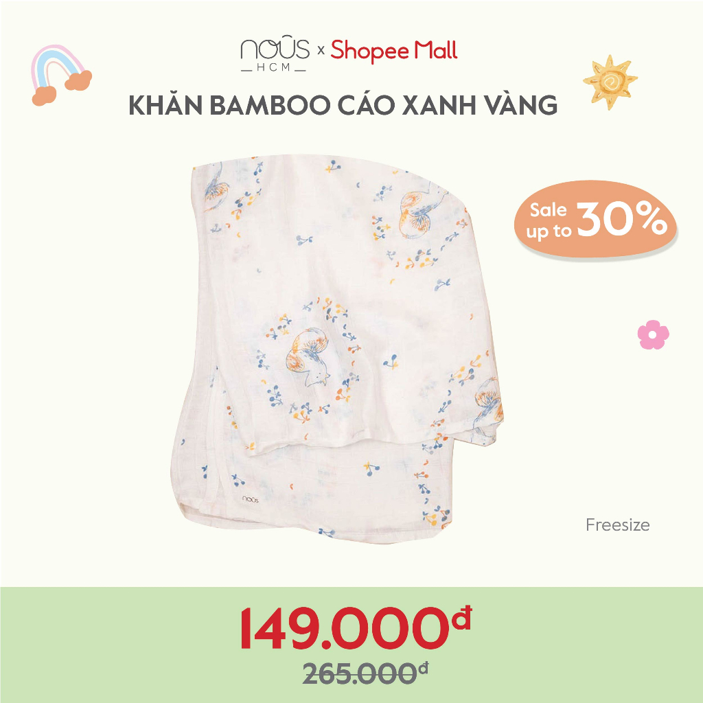 Khăn tắm đa năng cho bé Nous - Chất Liệu Bamboo Kích Thước 120 x 120cm