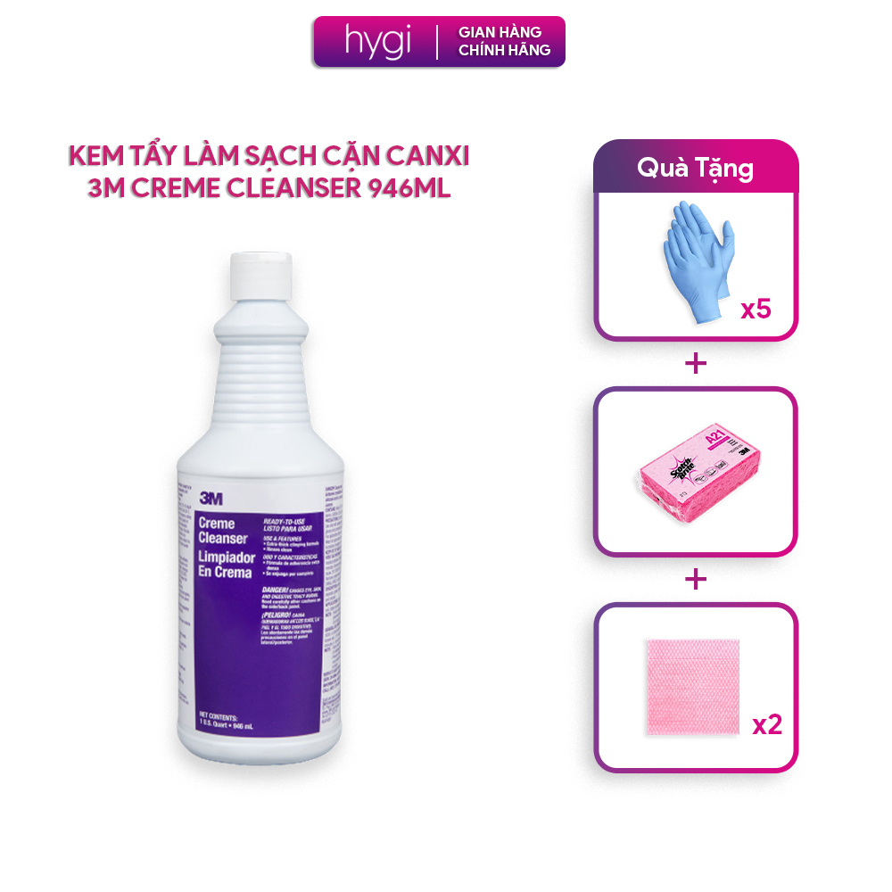 Kem tẩy đa năng 3M Creme Cleanser làm sạch cặn canxi, xà phòng, rỉ sắt, đồ dùng vật dụng nhà tắm, chai 946ml
