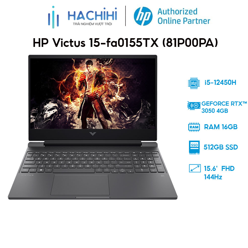 Laptop HP Victus 15-fa0155TX 81P00PA i5-12450H|16GB|512GB|RTX™ 3050 4GB|15.6' 144Hz