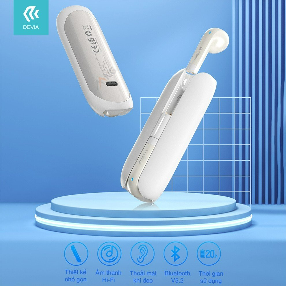 Tai nghe Bluetooth nhét tai không dây Devia M3 có mic nghe nhạc liên tục 20h hàng chính hãng bảo hành 12 tháng