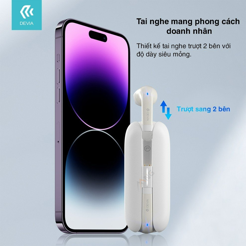 Tai nghe Bluetooth nhét tai không dây Devia M3 có mic nghe nhạc liên tục 20h hàng chính hãng bảo hành 12 tháng