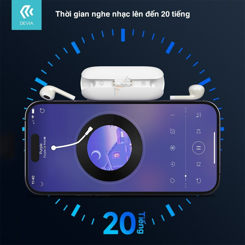 Tai nghe Bluetooth nhét tai không dây Devia M3 có mic nghe nhạc liên tục 20h hàng chính hãng bảo hành 12 tháng