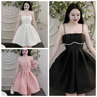 Đầm nữ dáng xòe 2 dây xếp ly có mút đính cườm tinh tế, Váy 2 dây mùa hè đi chơi , đi du lịch phong cách hàn quốc T781