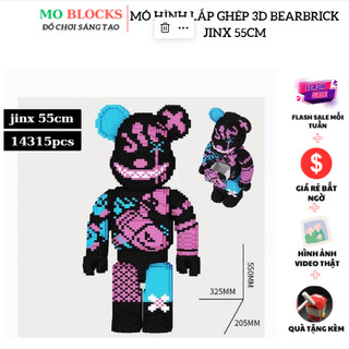 Le.go bearbrick 55cm jinx bộ đồ chơi lắp ráp mô hình 3d decor trang trí bearbrick jinxz 55cm 14315pcs - moblocks