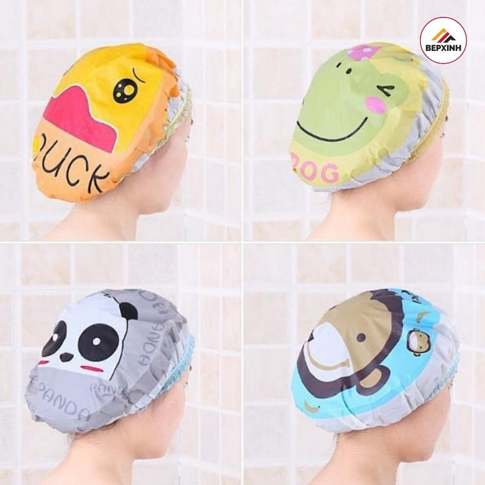Mũ tắm chùm tóc họa tiết ngộ nghĩnh - Mũ trùm đầu ,Mũ chụp tóc