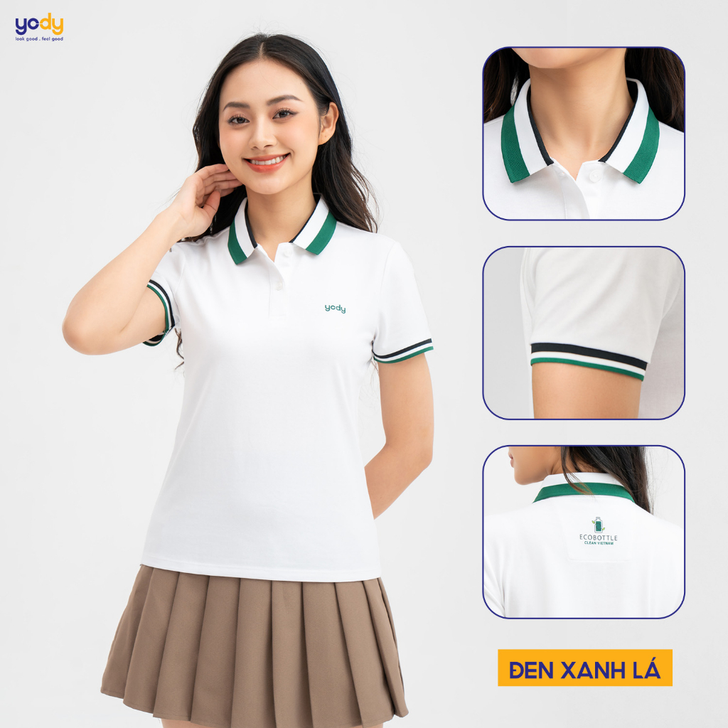 Áo thun polo nữ có cổ YODY Sport mềm mại, thông thoáng co giãn nhẹ APN6256